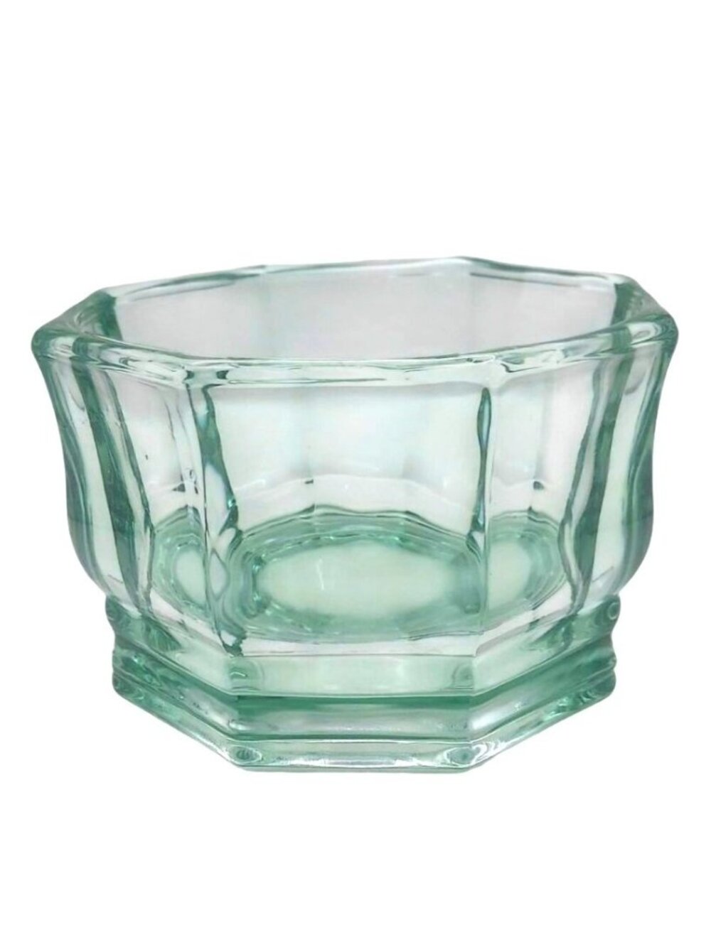 Indiana Glass Candy Dish Light Green Octagonal Concord MCM Art Deco Vintage